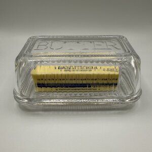Classic Retro Clear Glass Butter Dish Large